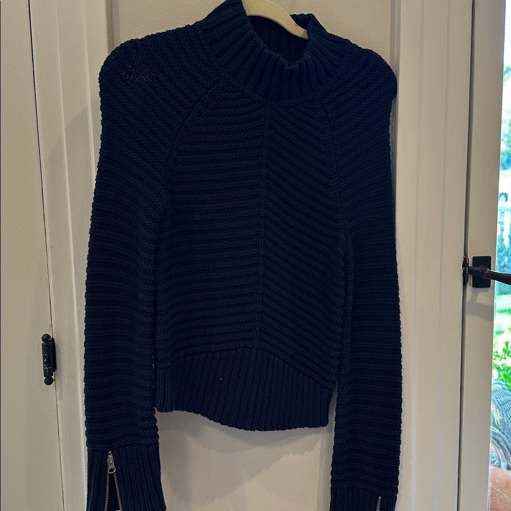 INTERMIX Navy Mock Neck Sweater (P)